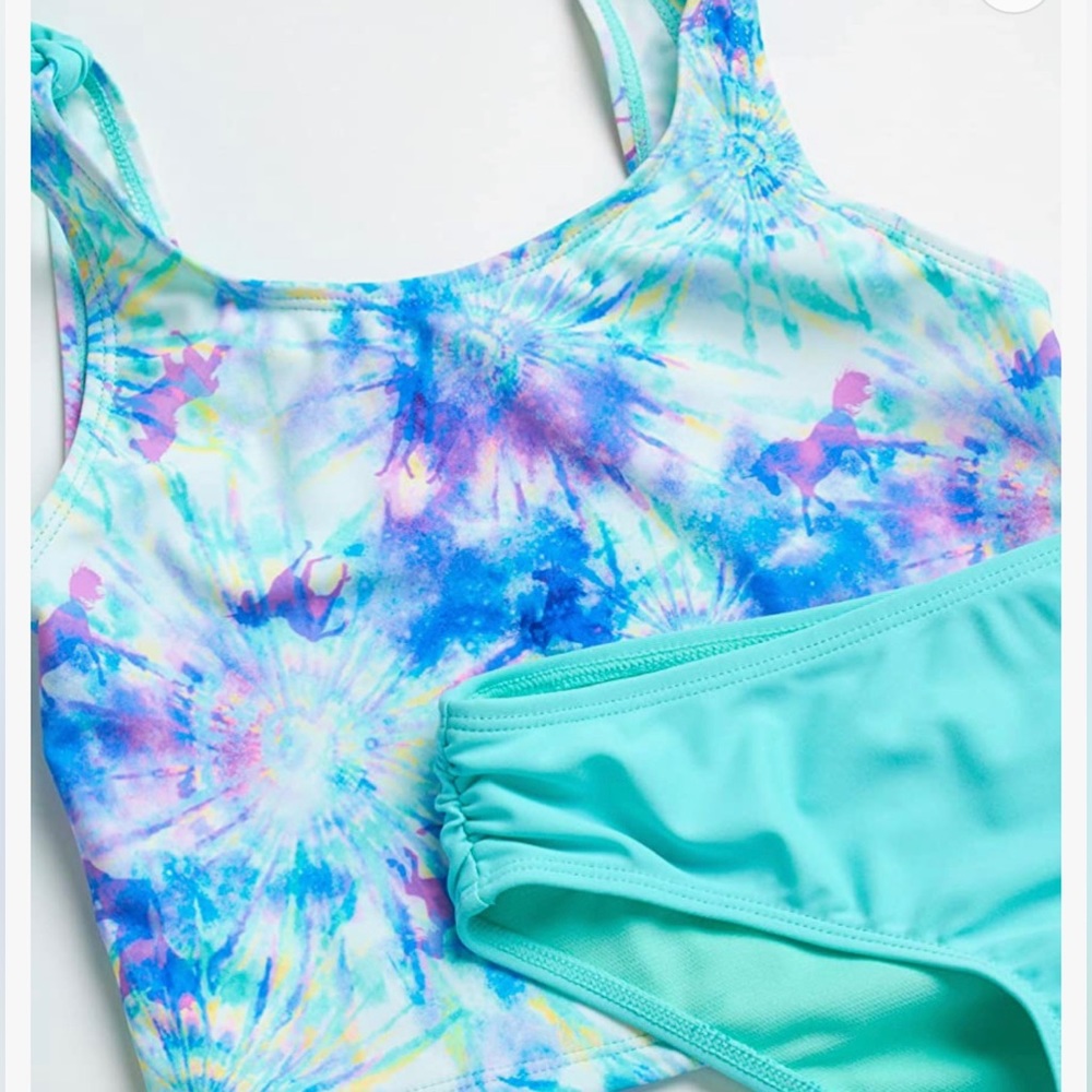 BNWOT LIMITED TOO 2PC TODDLER TANKINI UNICORN TYE DYE PRINT TOP/AQUA B… - Picture 2 of 11
